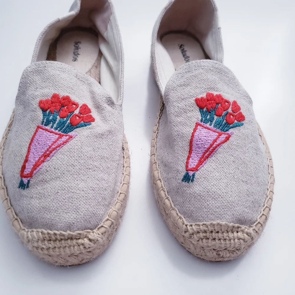 Soludos Tan Embroidered Tulip Espadrilles - Picture 2 of 7
